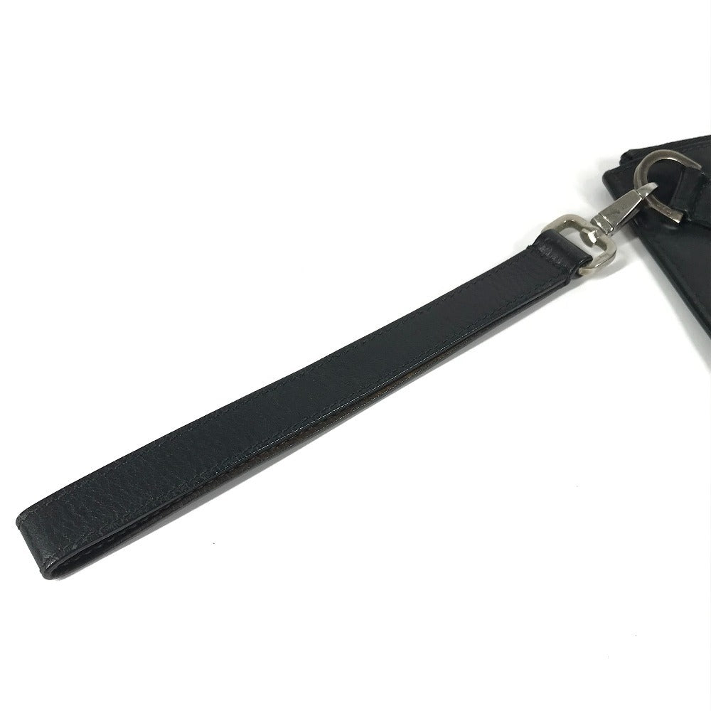 Salvatore Ferragamo ヴィンテージ ロゴ ストラップ付き カバン ポーチ セカンドバッグ クラッチバッグ レザー メンズ ブラック