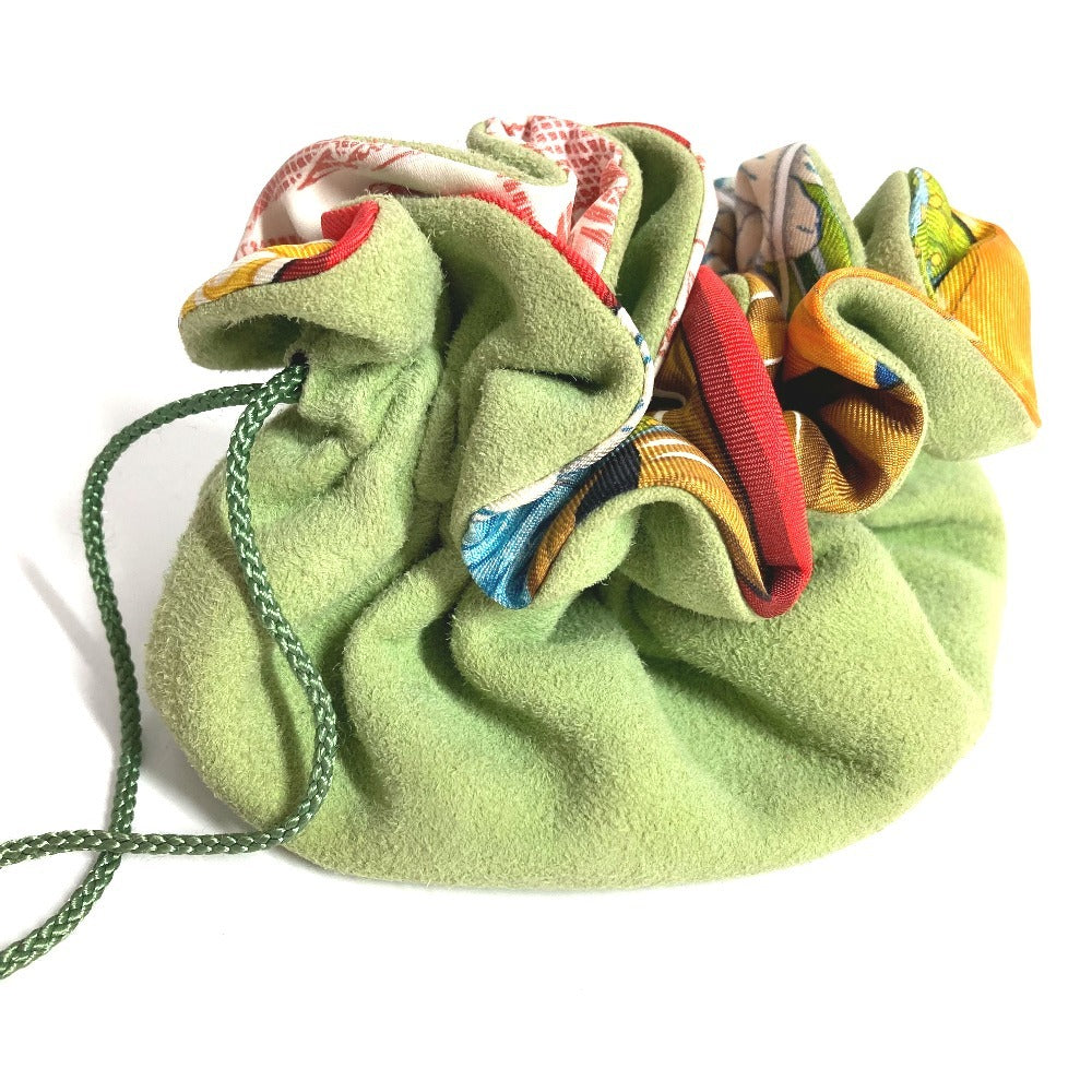 HERMES ブルスアビジュー アニマル柄 巾着ポーチ マルチポーチ ポーチ シルク レディース マルチカラー