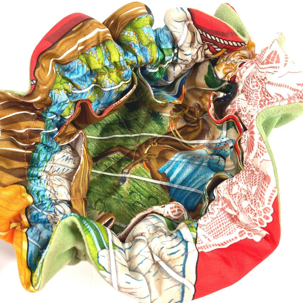 HERMES ブルスアビジュー アニマル柄 巾着ポーチ マルチポーチ ポーチ シルク レディース マルチカラー