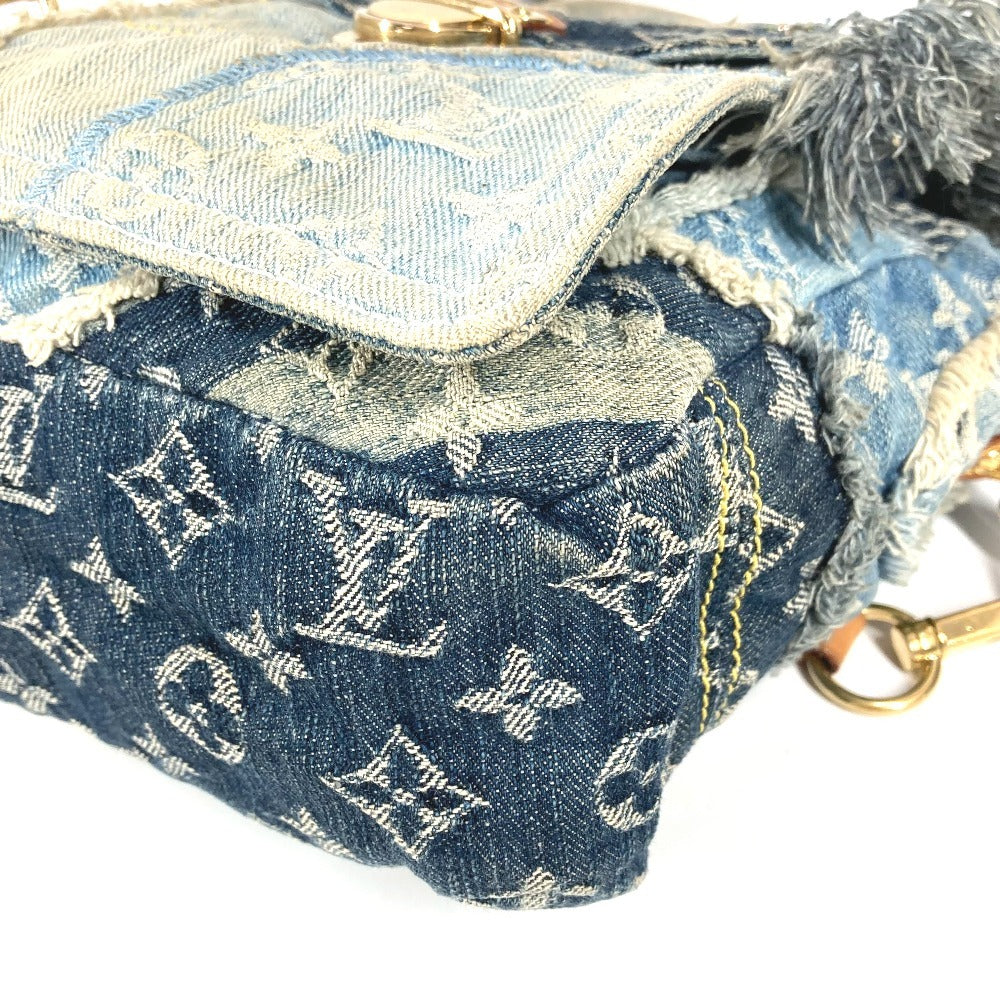 LOUIS VUITTON M95374 モノグラムデニム パッチワーク ポスティ カバン フラップ 斜め掛け メッセンジャーバッグ ショルダーバッグ モノグラムデニム ユニセックス ブルー