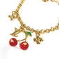 LOUIS VUITTON M1691A LV×MK Cherry Bracelet by Takashi Murakami, Cherry Chain, Metal, Unisex, Gold