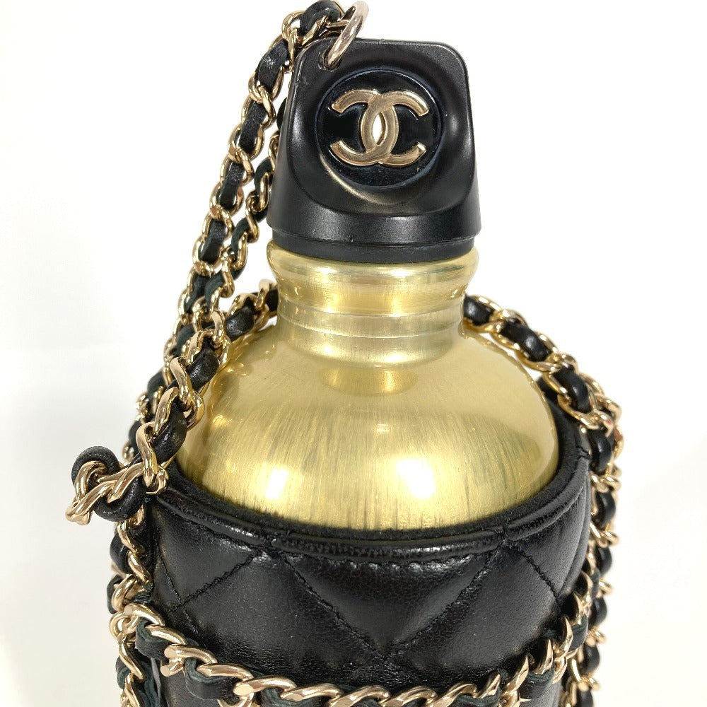 CHANEL AS1324 ウォーターボトル CC ココマーク ロゴ チェーン ケース付き カバン 斜め掛け インテリア 水筒 ボトル ショルダーバッグ レザー レディース ブラック