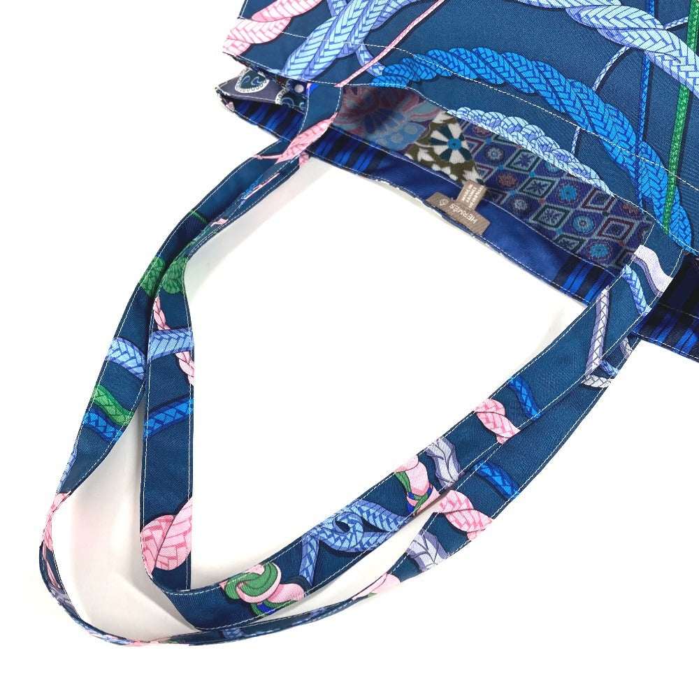 HERMES プティアッシュ ロゴ 肩掛け カバン ショルダーバッグ トートバッグ シルク レディース パープル