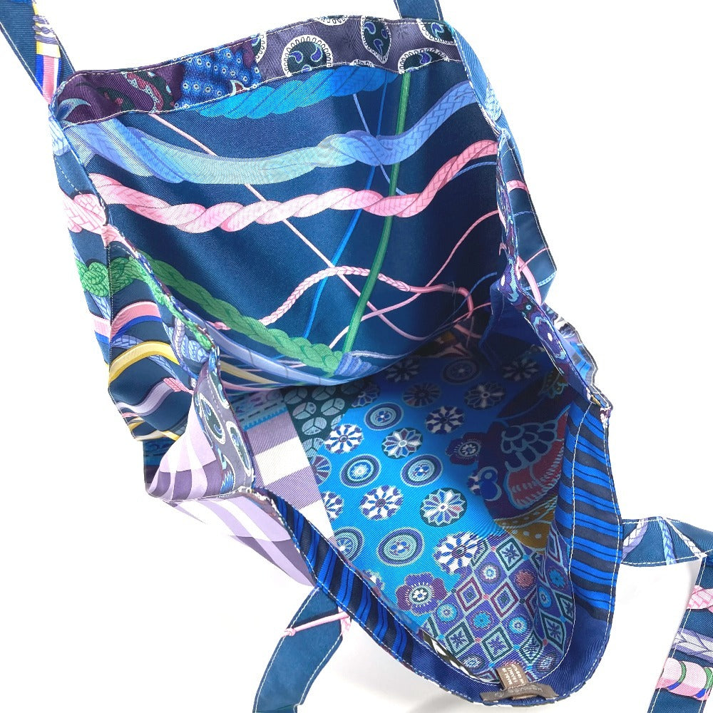 HERMES プティアッシュ ロゴ 肩掛け カバン ショルダーバッグ トートバッグ シルク レディース パープル