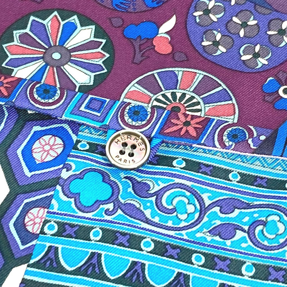 HERMES プティアッシュ ロゴ 肩掛け カバン ショルダーバッグ トートバッグ シルク レディース パープル