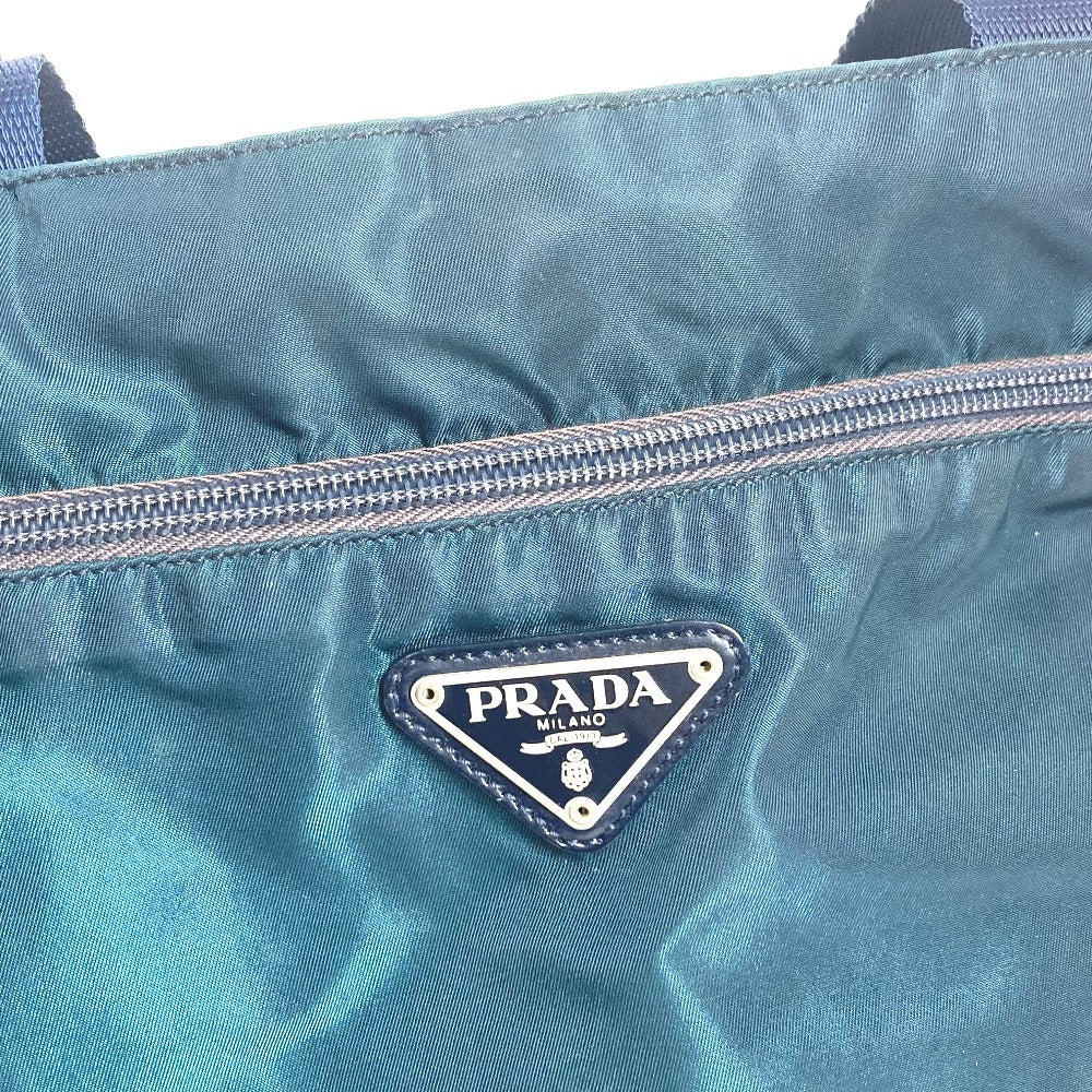 PRADA Triangle Logo Plaque Tote Bag Shoulder Bag Nylon Unisex Blue