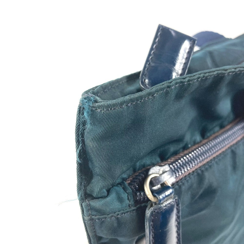 PRADA Triangle Logo Plaque Tote Bag Shoulder Bag Nylon Unisex Blue