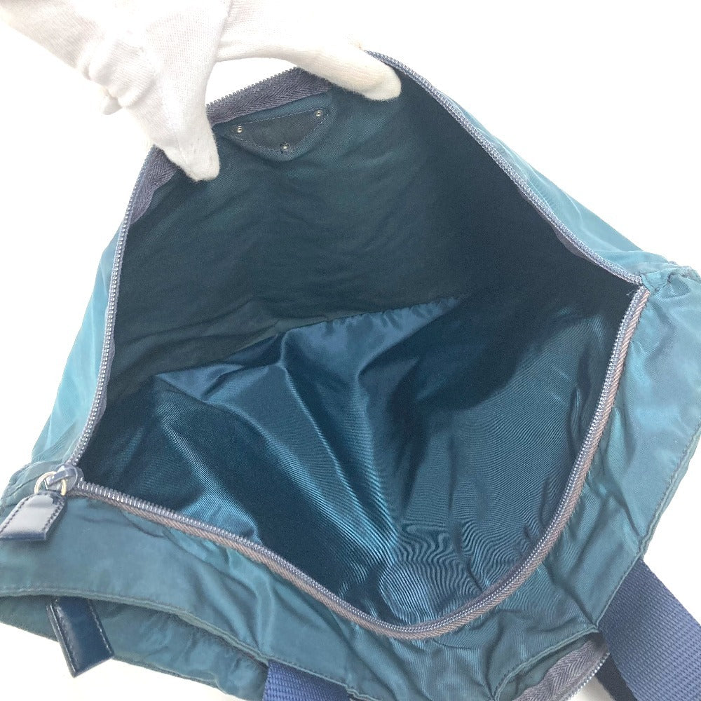 PRADA Triangle Logo Plaque Tote Bag Shoulder Bag Nylon Unisex Blue