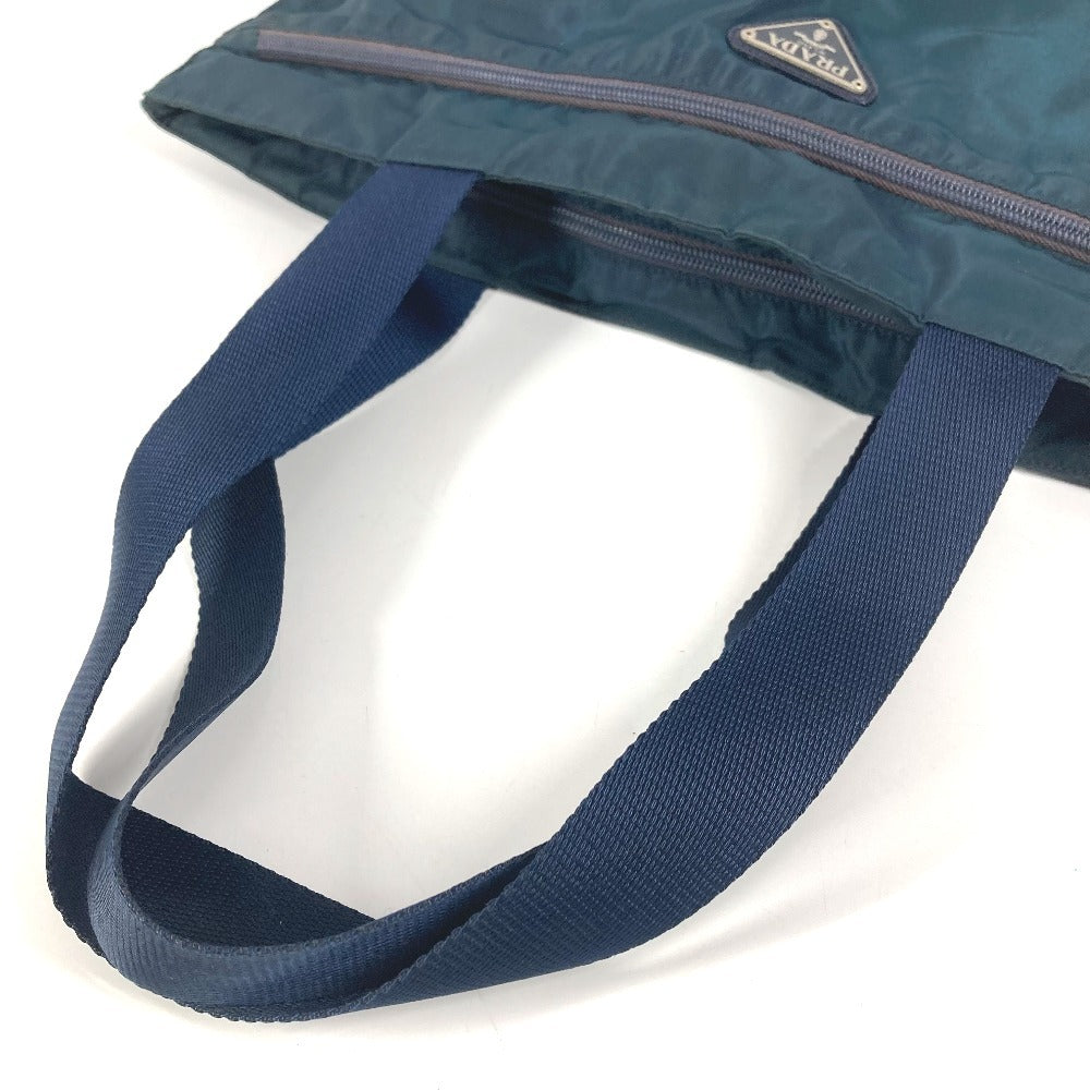 PRADA Triangle Logo Plaque Tote Bag Shoulder Bag Nylon Unisex Blue