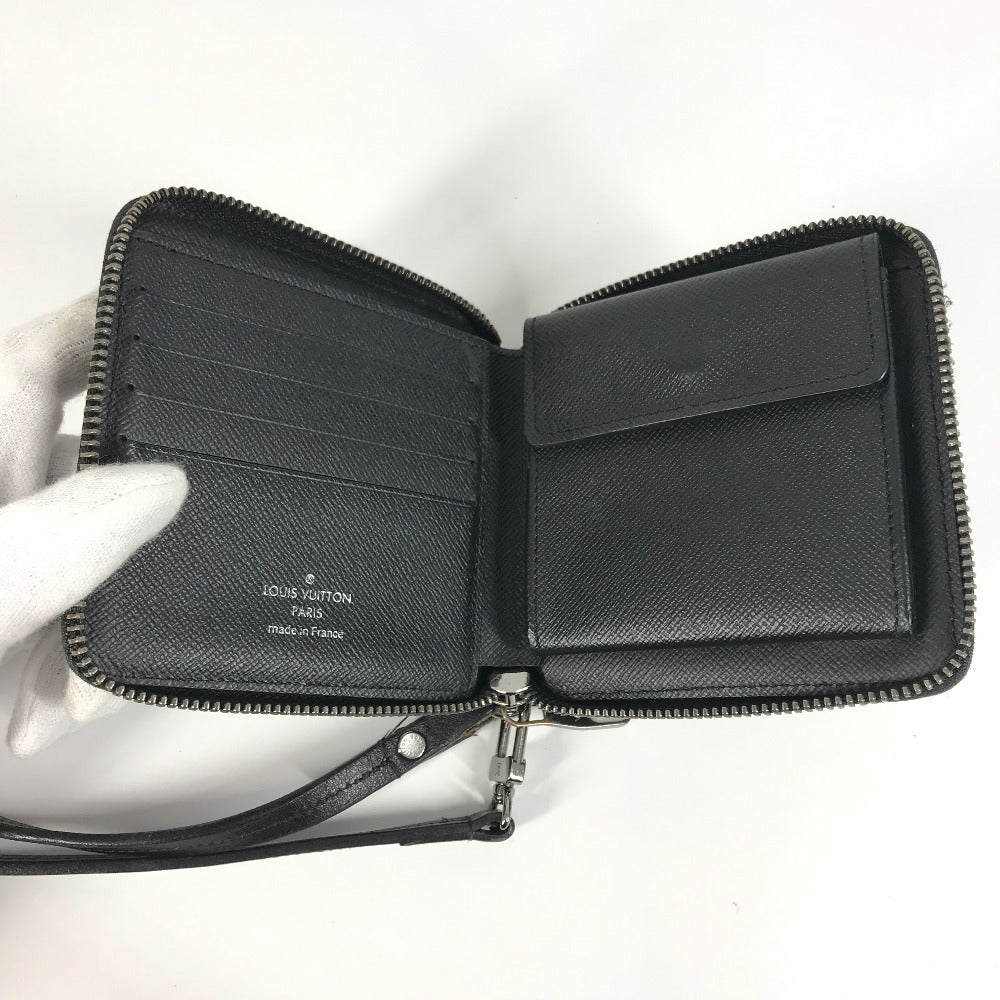 LOUIS VUITTON M80426 モノグラムエクリプス ジッピー コンパクトウォレット ネックストラップ付 ラウンドファスナー 2つ折り財布 モノグラムエクリプスキャンバス ユニセックス ブラック