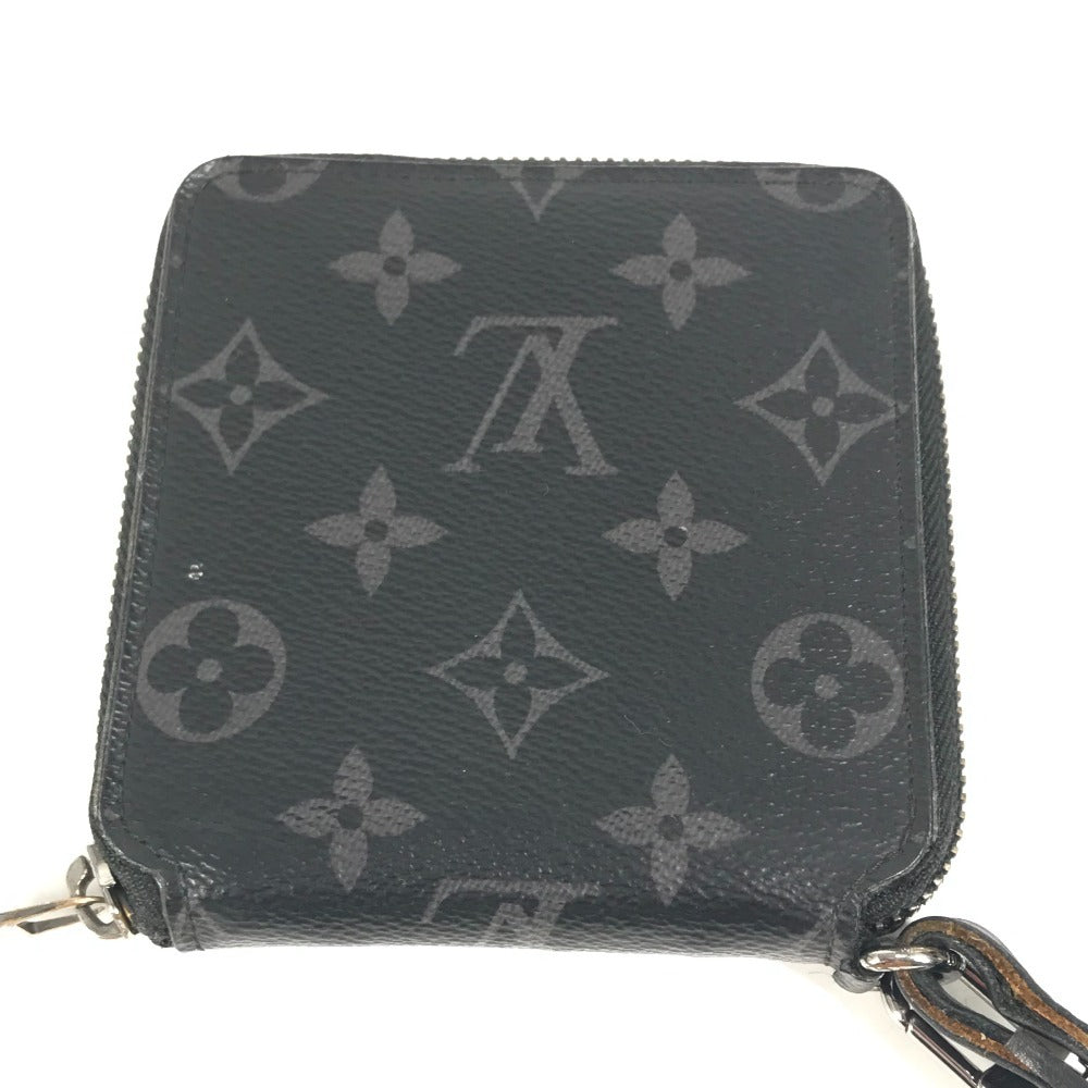LOUIS VUITTON M80426 モノグラムエクリプス ジッピー コンパクトウォレット ネックストラップ付 ラウンドファスナー 2つ折り財布 モノグラムエクリプスキャンバス ユニセックス ブラック