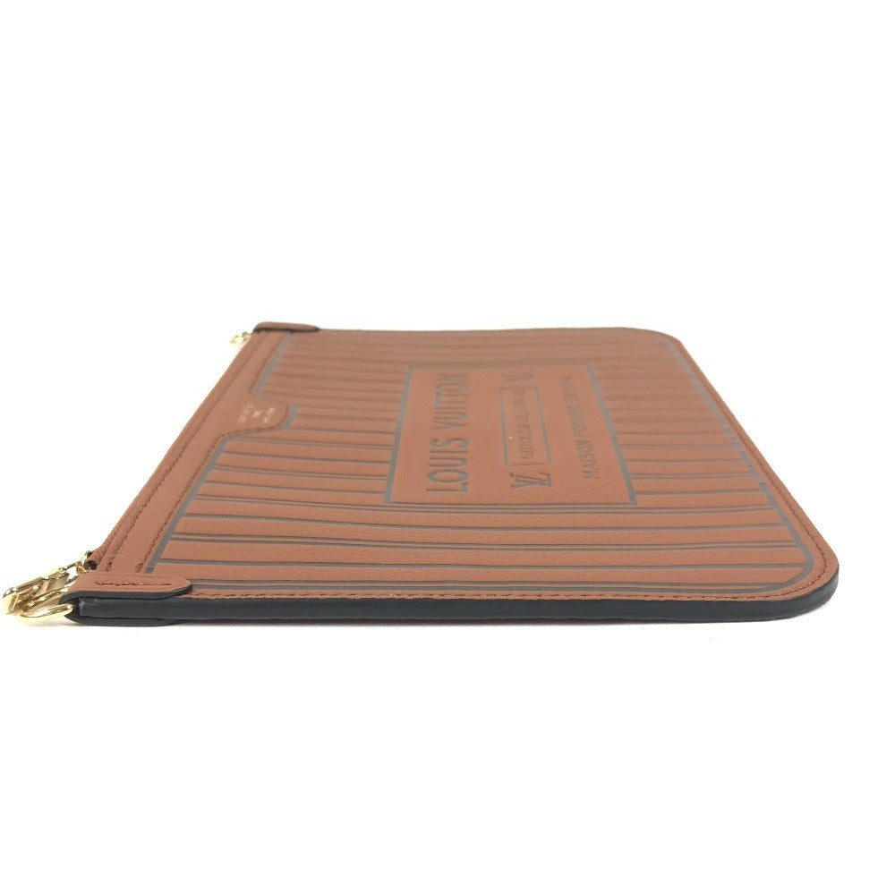 LOUIS VUITTON M12061 モノグラム ネヴァーフル インサイドアウト MM クラッチバッグ セカンドバッグ マルチポーチ ポーチ レザー ユニセックス タン ブラウン