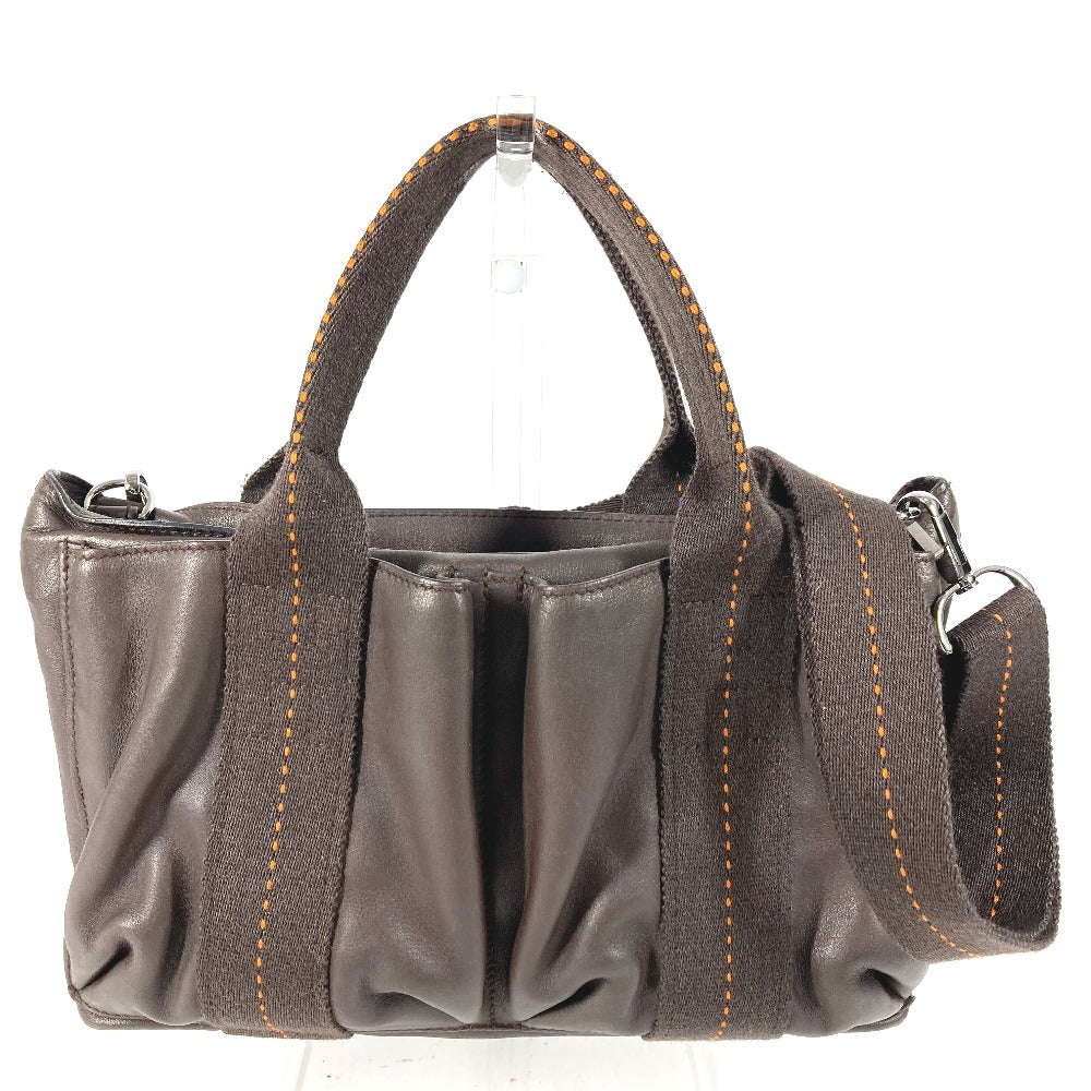HERMES Caravan Horizontal PM with Orange Stitching, 2-Way Shoulder/Handbag, Brown Leather, for Women