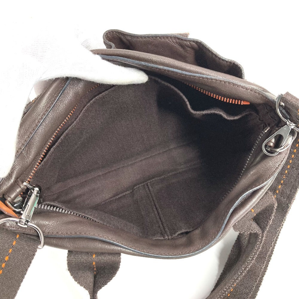 HERMES Caravan Horizontal PM with Orange Stitching, 2-Way Shoulder/Handbag, Brown Leather, for Women