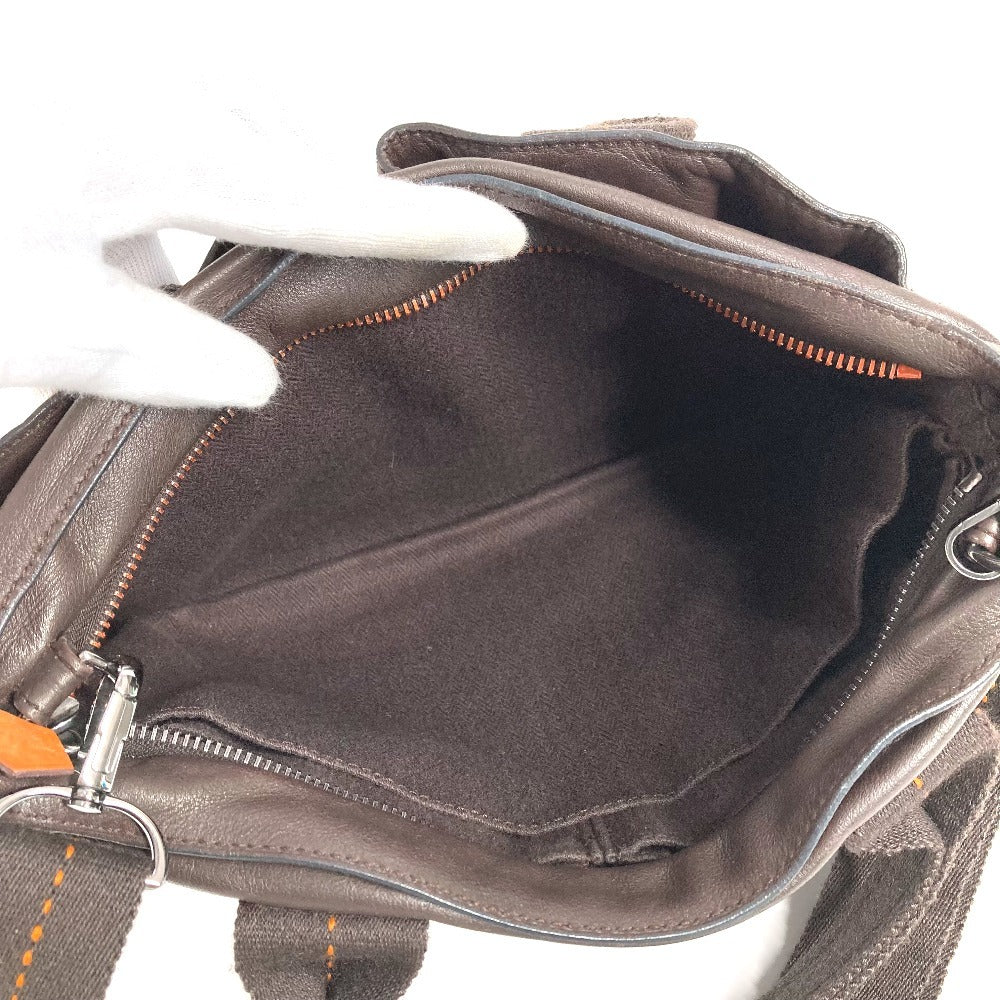 HERMES Caravan Horizontal PM with Orange Stitching, 2-Way Shoulder/Handbag, Brown Leather, for Women