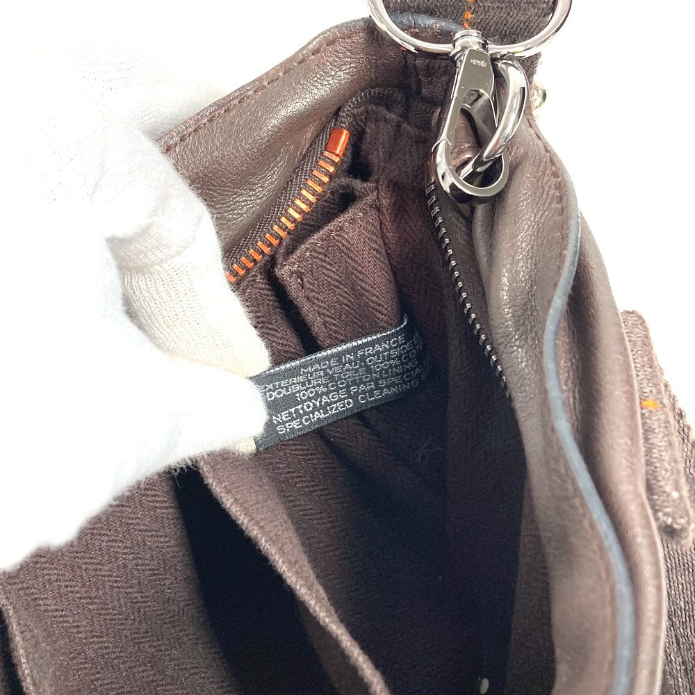 HERMES Caravan Horizontal PM with Orange Stitching, 2-Way Shoulder/Handbag, Brown Leather, for Women