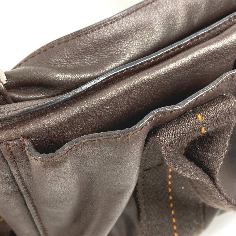 HERMES Caravan Horizontal PM with Orange Stitching, 2-Way Shoulder/Handbag, Brown Leather, for Women