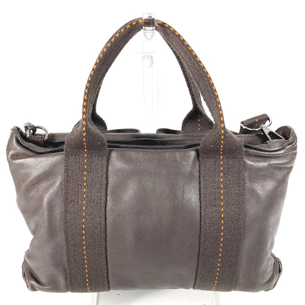 HERMES Caravan Horizontal PM with Orange Stitching, 2-Way Shoulder/Handbag, Brown Leather, for Women