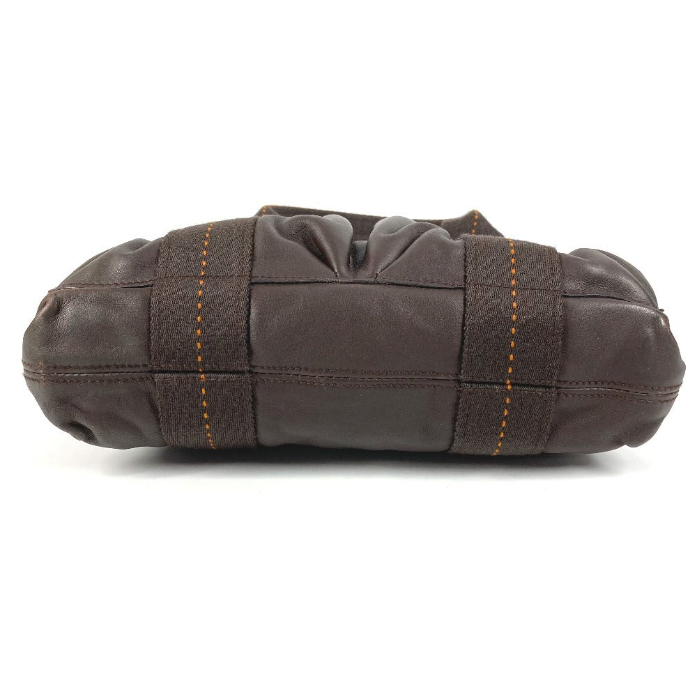 HERMES Caravan Horizontal PM with Orange Stitching, 2-Way Shoulder/Handbag, Brown Leather, for Women