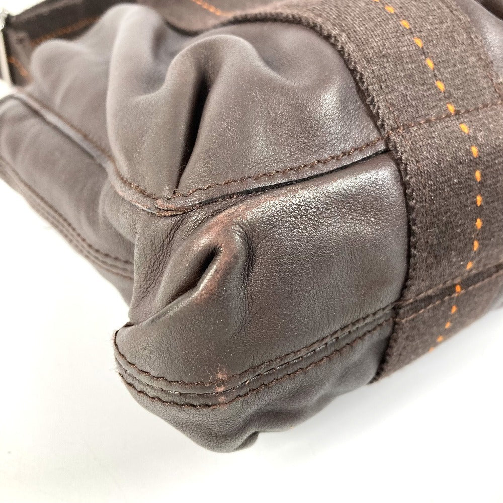 HERMES Caravan Horizontal PM with Orange Stitching, 2-Way Shoulder/Handbag, Brown Leather, for Women
