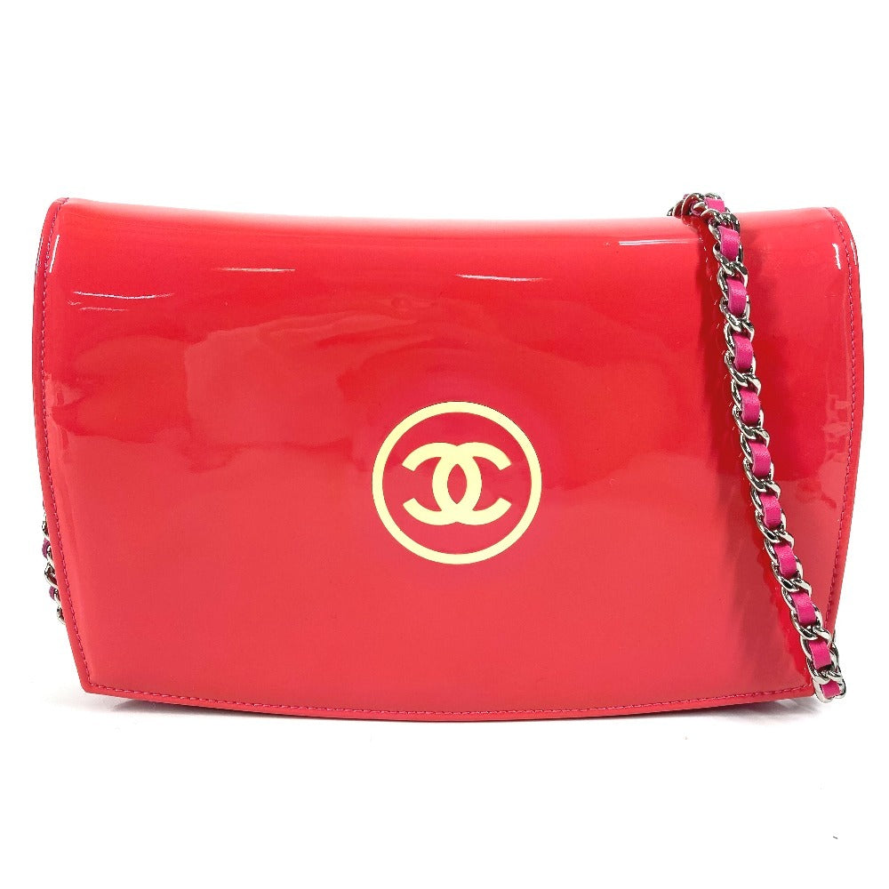 CHANEL Makeup Chain Wallet, Long Wallet, Flap Shoulder Bag, Crossbody Long Wallet, Patent Leather, Women's, Pink