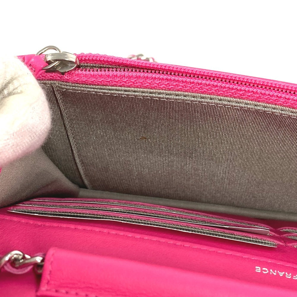 CHANEL Makeup Chain Wallet, Long Wallet, Flap Shoulder Bag, Crossbody Long Wallet, Patent Leather, Women's, Pink