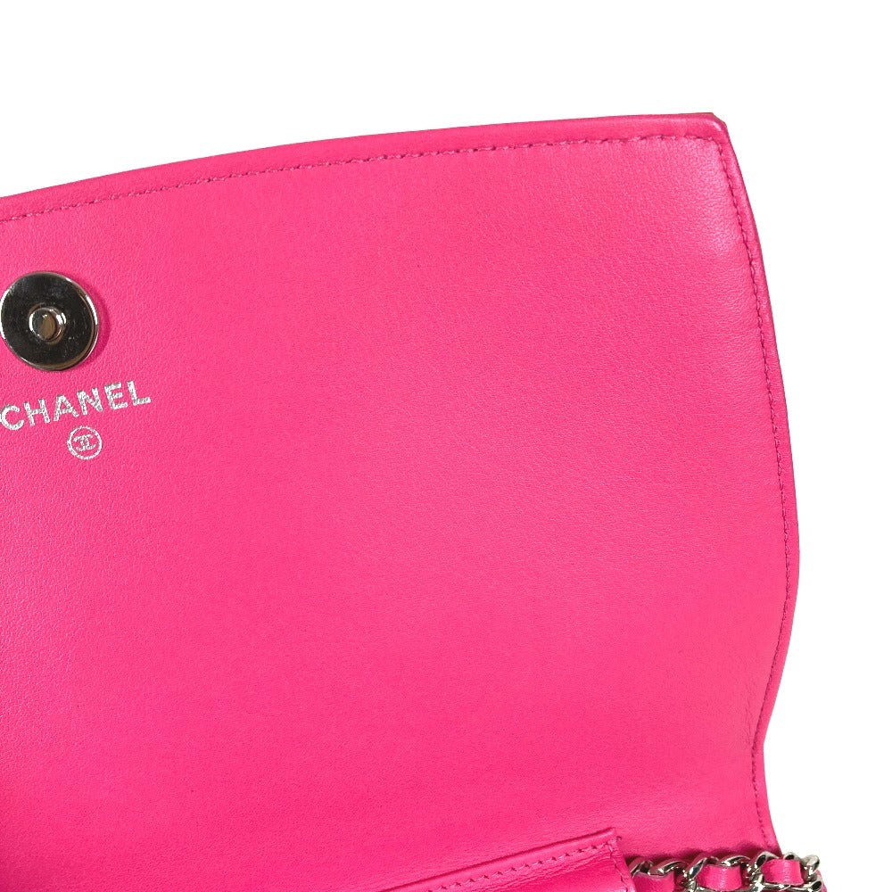 CHANEL Makeup Chain Wallet, Long Wallet, Flap Shoulder Bag, Crossbody Long Wallet, Patent Leather, Women's, Pink