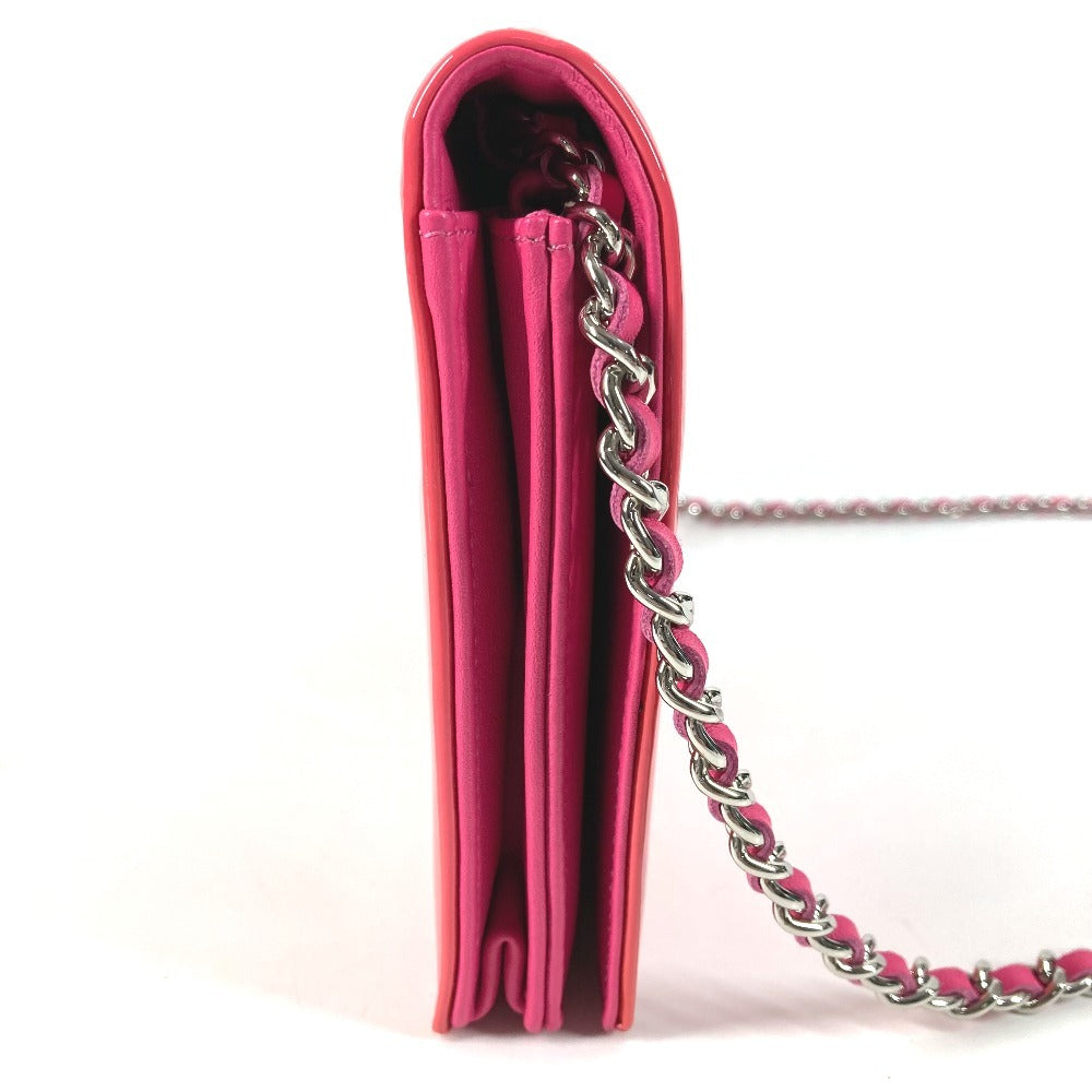CHANEL Makeup Chain Wallet, Long Wallet, Flap Shoulder Bag, Crossbody Long Wallet, Patent Leather, Women's, Pink