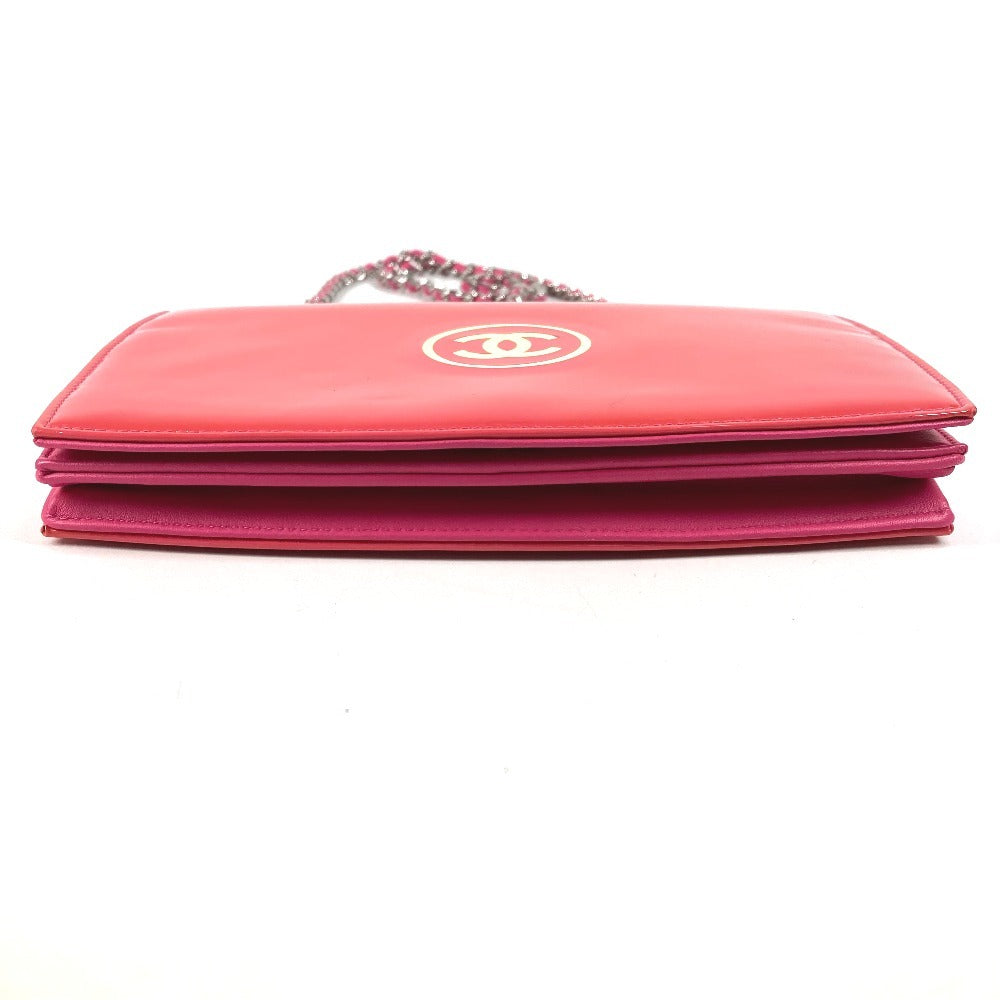 CHANEL Makeup Chain Wallet, Long Wallet, Flap Shoulder Bag, Crossbody Long Wallet, Patent Leather, Women's, Pink