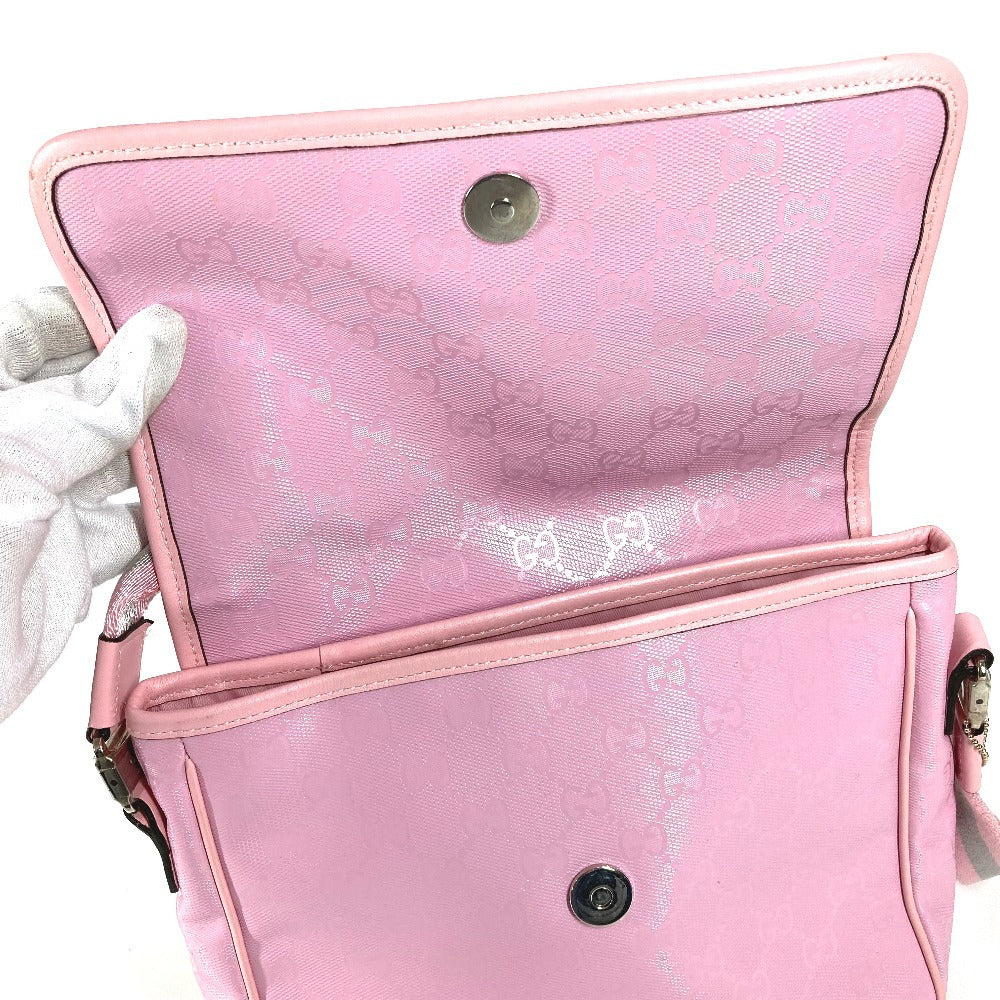 GUCCI 297559 Children's Charm Logo GG Imprime Crossbody Bag Flap Messenger Bag Shoulder Bag GG Imprime Kids Pink