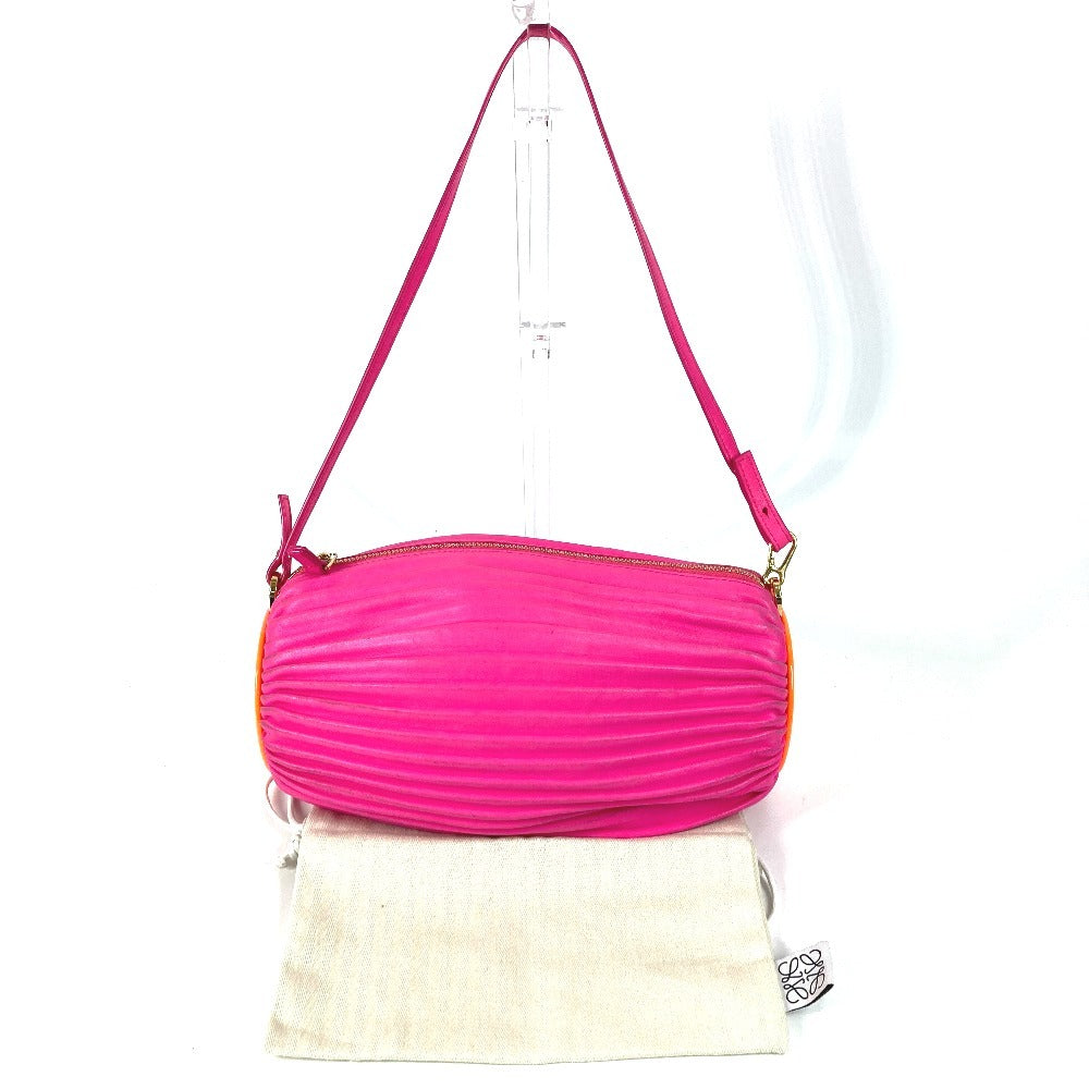 LOEWE Bracelet Pouch Pleated 2-Way Bag, Crossbody Bag, Pochette, Clutch Bag, Shoulder Bag, Women's Leather, Pink