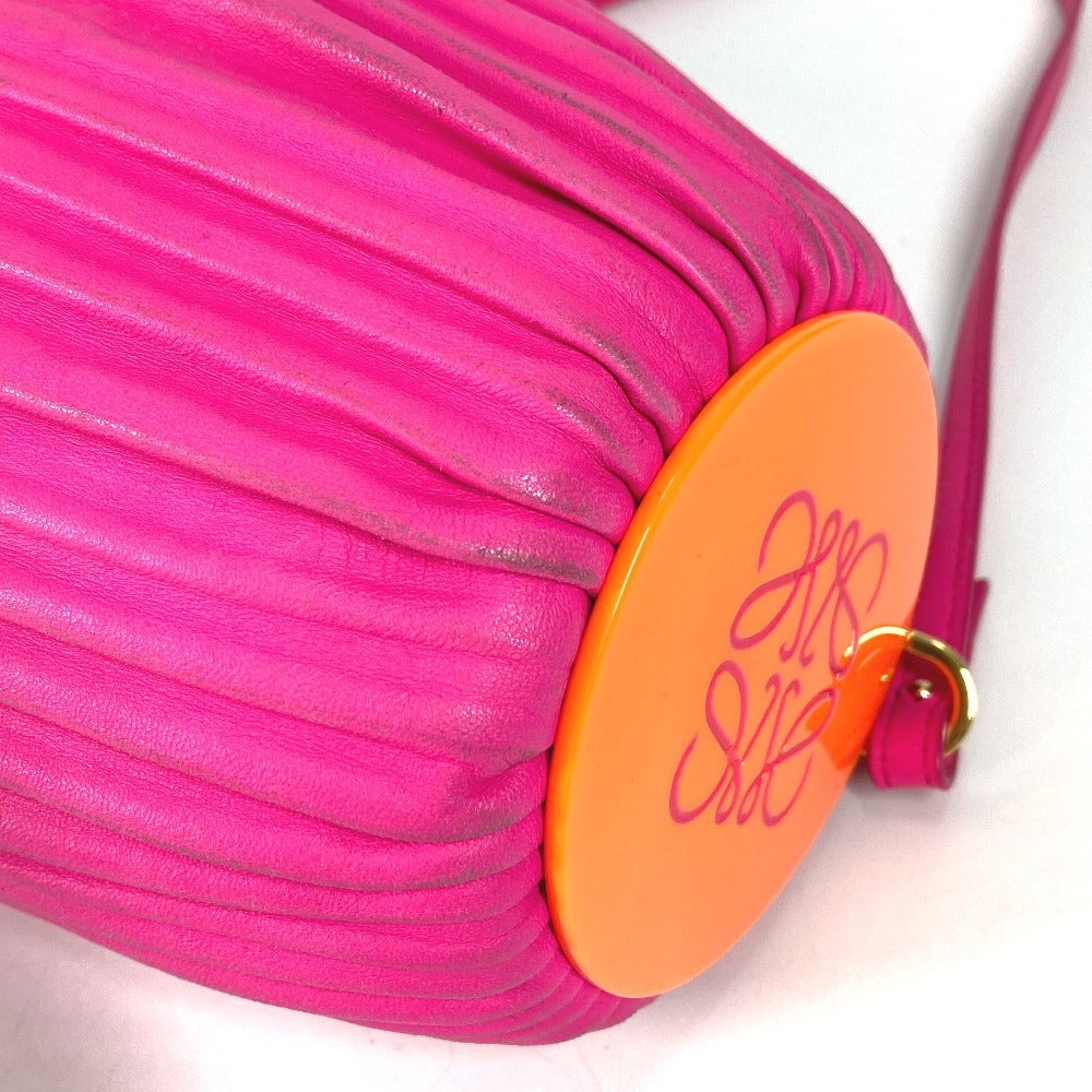 LOEWE Bracelet Pouch Pleated 2-Way Bag, Crossbody Bag, Pochette, Clutch Bag, Shoulder Bag, Women's Leather, Pink