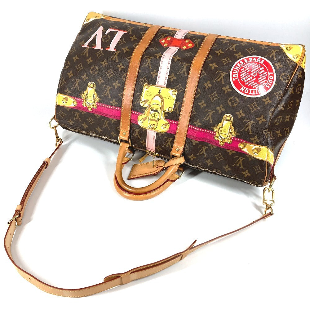 LOUIS VUITTON M43613 Monogram Summer Trunk Keepall Bandouliere 50, 2-Way Bag, Shoulder Bag, Travel Bag, Boston Bag, Monogram Canvas, Women's, Brown