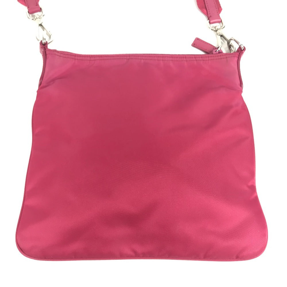 PRADA Triangle Logo Plaque Crossbody Shoulder Bag Nylon Unisex Pink