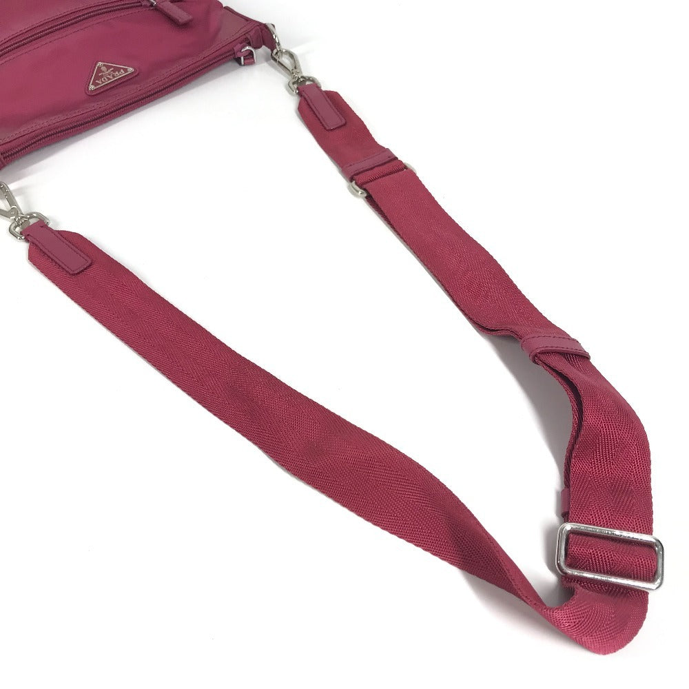 PRADA Triangle Logo Plaque Crossbody Shoulder Bag Nylon Unisex Pink