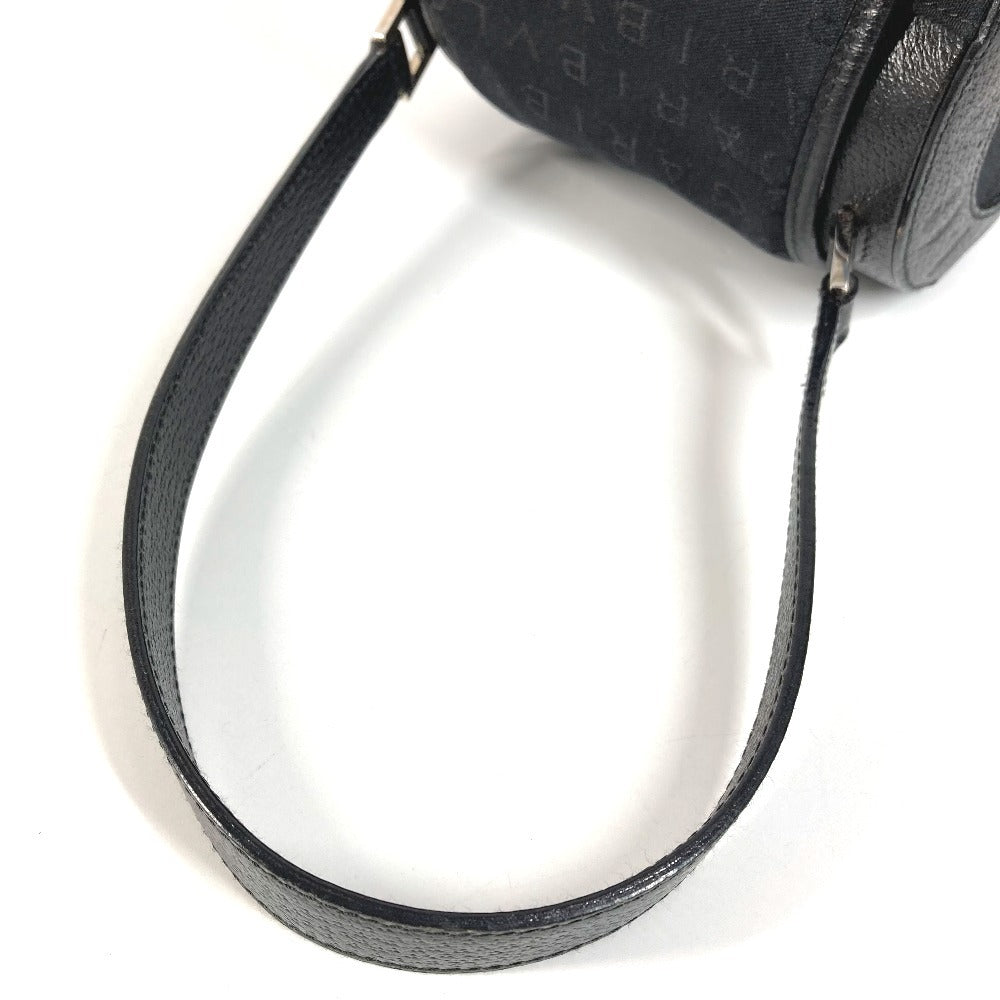 BVLGARI ブルガリブルガリ ロゴ カバン フラップ ドラム型 ショルダーバッグ 肩掛け ハンドバッグ レザー/キャンバス レディース ブラック