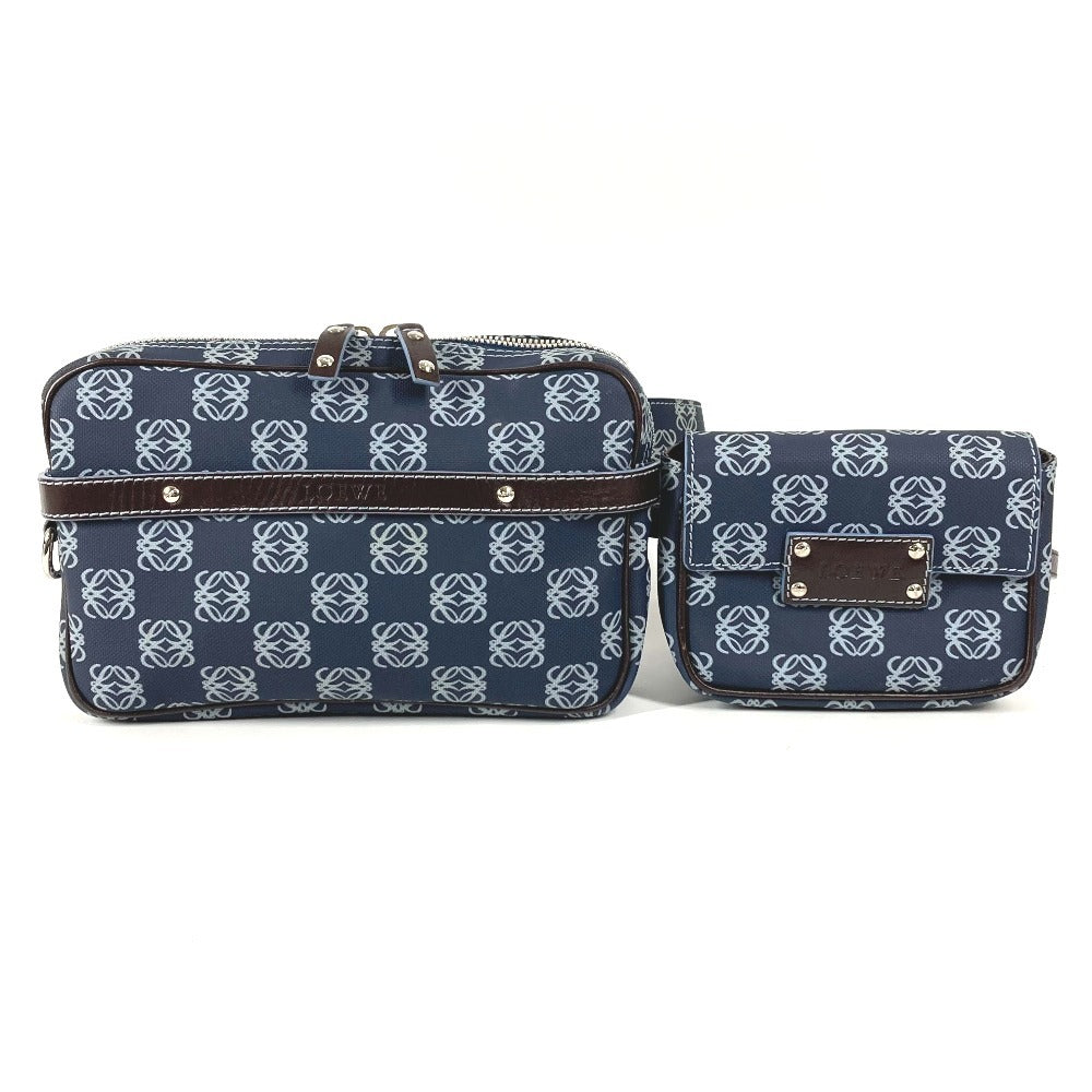 LOEWE Anagram Logo Waist Bag, Crossbody Shoulder Bag, Belt Bag, PVC/Leather, Unisex, Blue