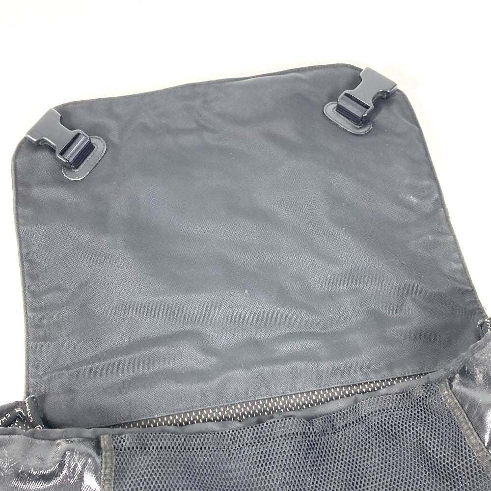 CHANEL スポーツ CC ココマーク ロゴ メッセンジャーバッグ 斜め掛け カバン フラップ ショルダーバッグ コーティングキャンバス レディース ブラック