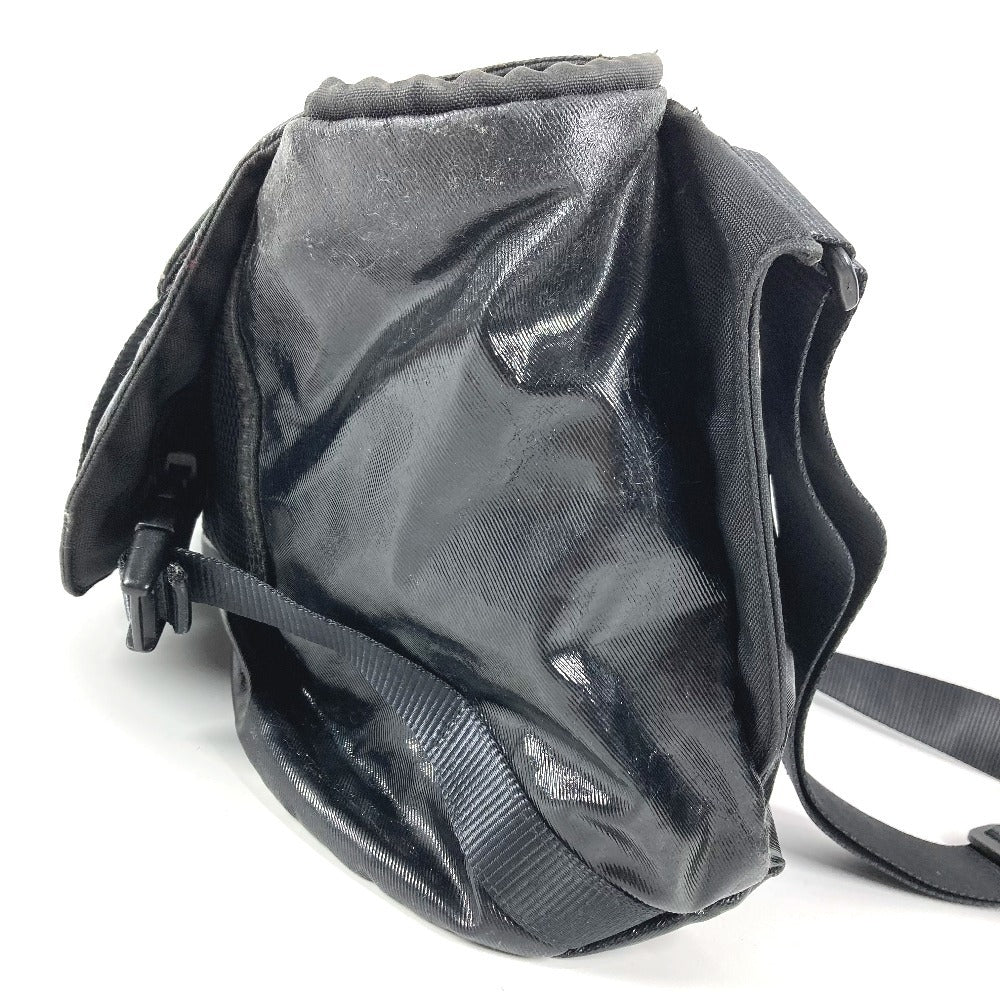 CHANEL スポーツ CC ココマーク ロゴ メッセンジャーバッグ 斜め掛け カバン フラップ ショルダーバッグ コーティングキャンバス レディース ブラック