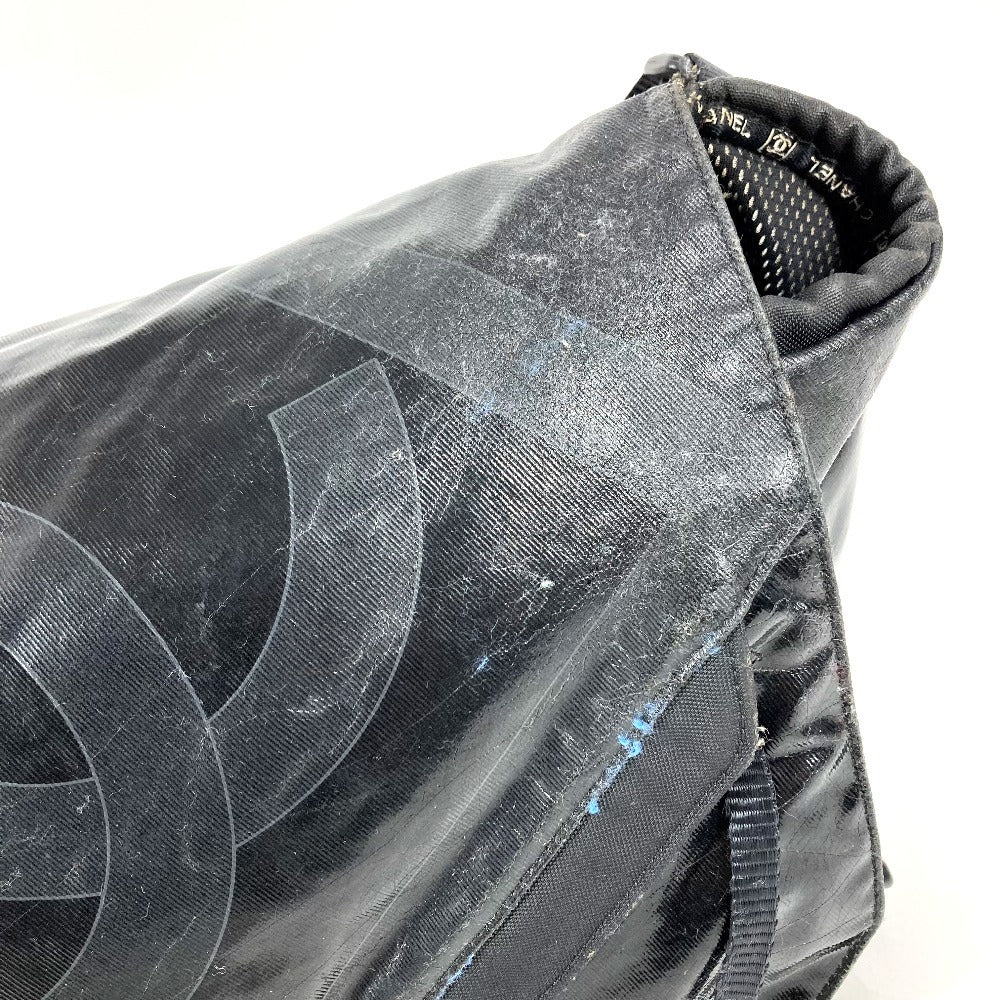 CHANEL スポーツ CC ココマーク ロゴ メッセンジャーバッグ 斜め掛け カバン フラップ ショルダーバッグ コーティングキャンバス レディース ブラック