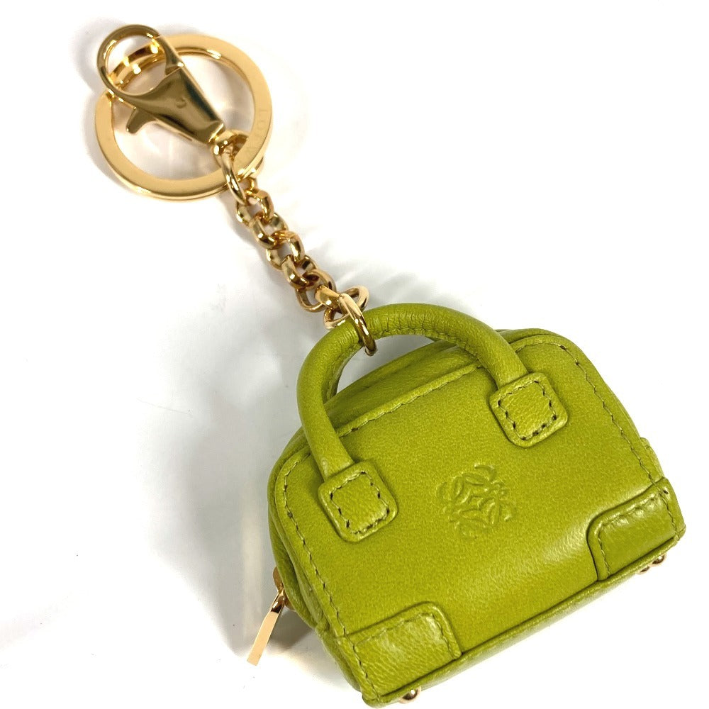 LOEWE アマソナ型 アナグラム ロゴ チャーム バッグチャーム キーホルダー キーホルダー レザー ユニセックス グリーン