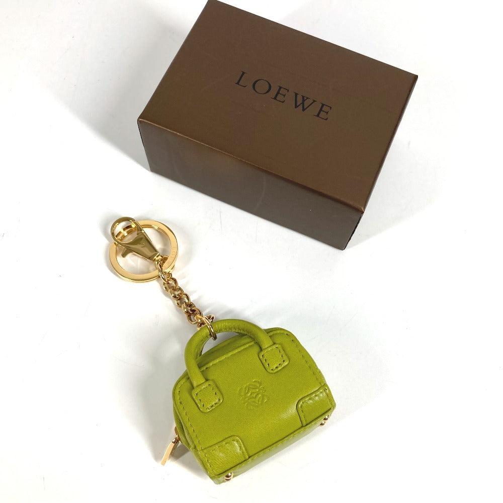 LOEWE アマソナ型 アナグラム ロゴ チャーム バッグチャーム キーホルダー キーホルダー レザー ユニセックス グリーン