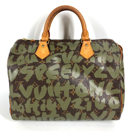 LOUIS VUITTON Monogram Graffiti Speedy 30 Tote Bag, Mini Boston Bag, Handbag, Monogram Graffiti Canvas, Women's, Khaki