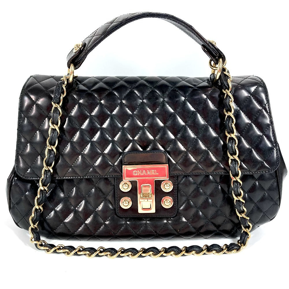 CHANEL マトラッセ キルティング 2.55 CC ココマーク ロゴ 2WAYバッグ ハンドバッグ フラップ チェーン トートバッグ 肩掛け カバン ショルダーバッグ エナメル レディース ブラック