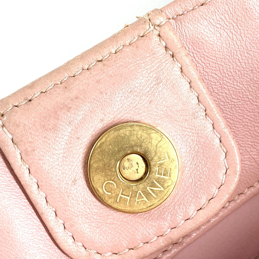 CHANEL CC ココマーク ロゴ パンチング 肩掛け ハンドバッグ ショルダーバッグ エナメル ユニセックス ピンク