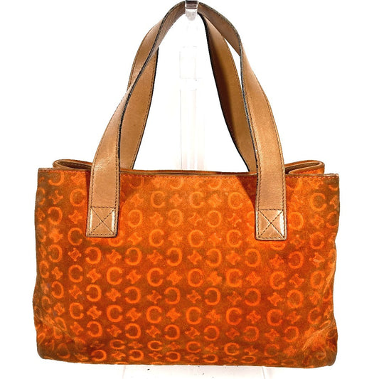 CELINE マカダム ロゴ カバン バッグ ハンドバッグ トートバッグ スエード/レザー ユニセックス オレンジ