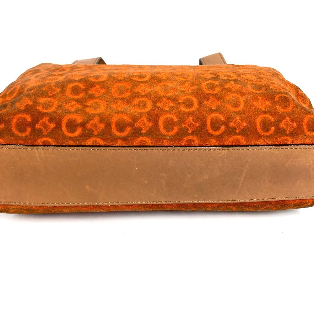 CELINE マカダム ロゴ カバン バッグ ハンドバッグ トートバッグ スエード/レザー ユニセックス オレンジ