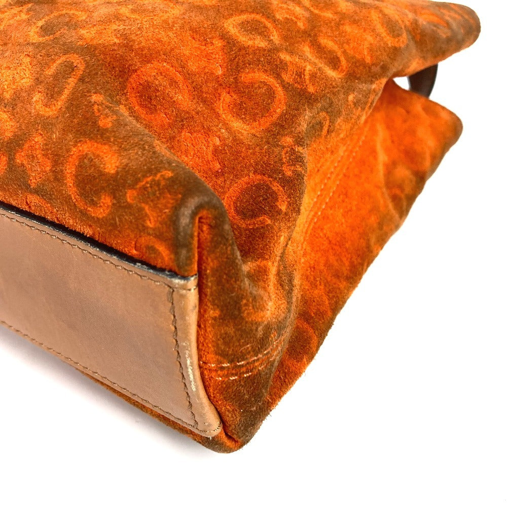 CELINE マカダム ロゴ カバン バッグ ハンドバッグ トートバッグ スエード/レザー ユニセックス オレンジ