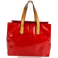 LOUIS VUITTON M91088 Monogram Vernis Reed PM Tote Bag/Handbag in Monogram Vernis Canvas, Unisex, Rouge Red