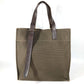 HERMES Etrivière Shopping Tote Bag, Vertical Tote Shoulder Bag, Leather/Canvas, Unisex, Khaki